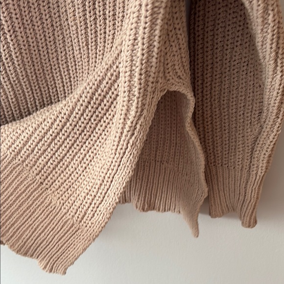 Aerie Cream Mock Neck Sweater with Ribbed Texture - Picture 3 of 5